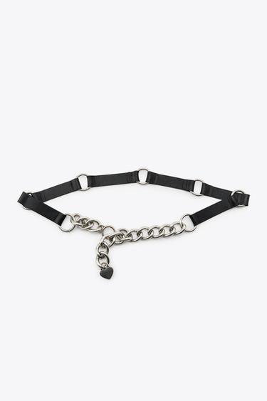 CEINTURE EN CUIR COMBINÉE CHAÎNES - Noir de Zara - Image 3