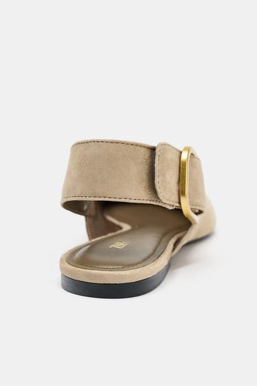CHAUSSURES À BRIDE ARRIÈRE À BOUCLE EN DAIM - Beige de Zara - Image 3