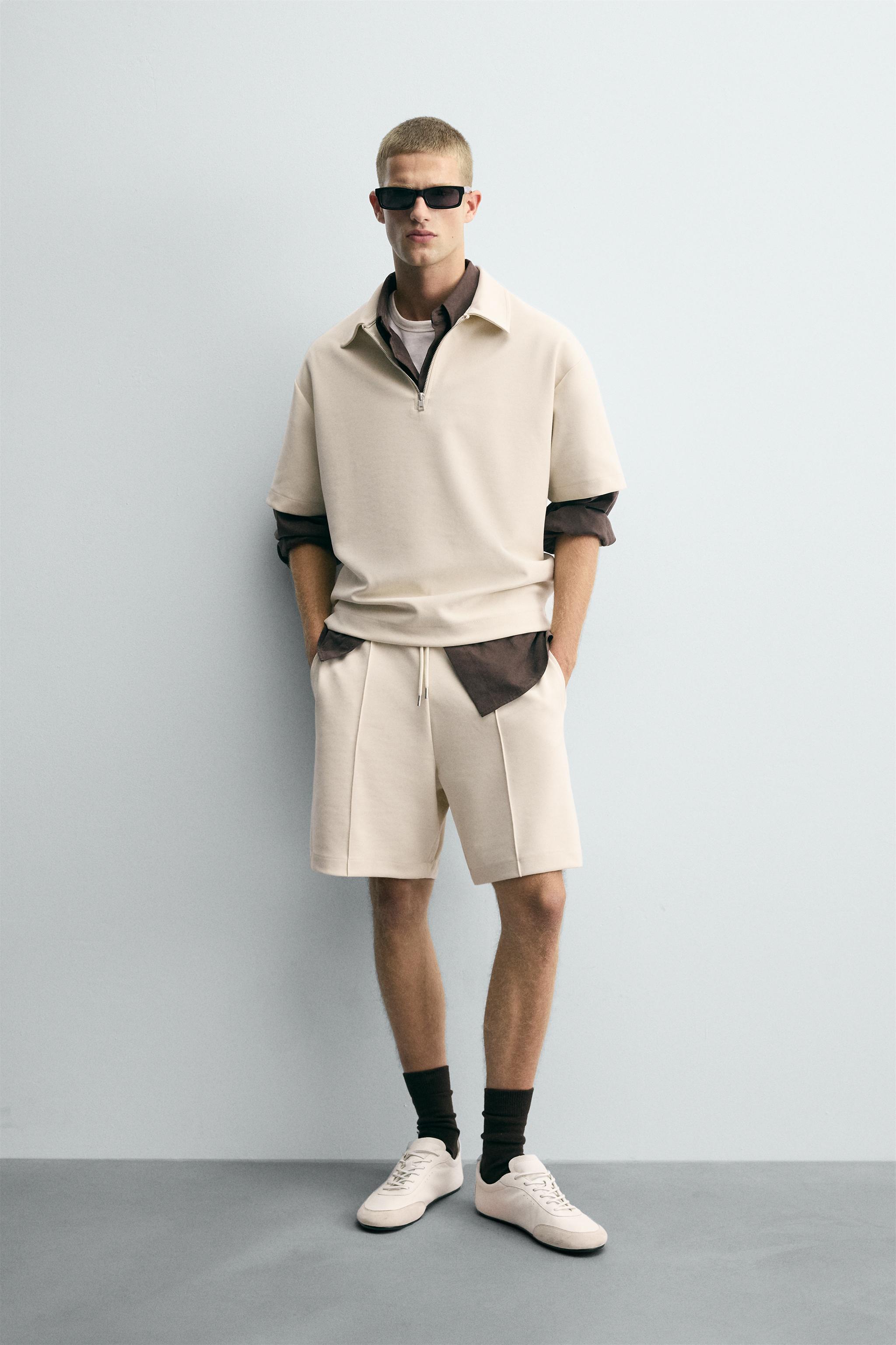 グレー ストレッチ ショートパンツ ジッパー付き stone islandジッパーポケット付きグレーショートパンツL - メルカリ