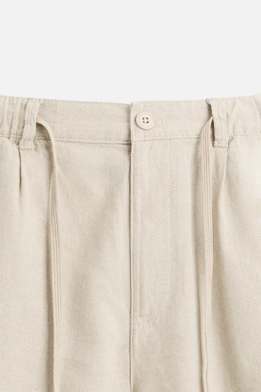 BERMUDA EN COTON ET LIN - Beige clair de Zara - Image 7