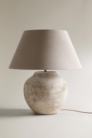 LARGE AGED CERAMIC TABLE LAMP - Grey by Zara - Image 5
