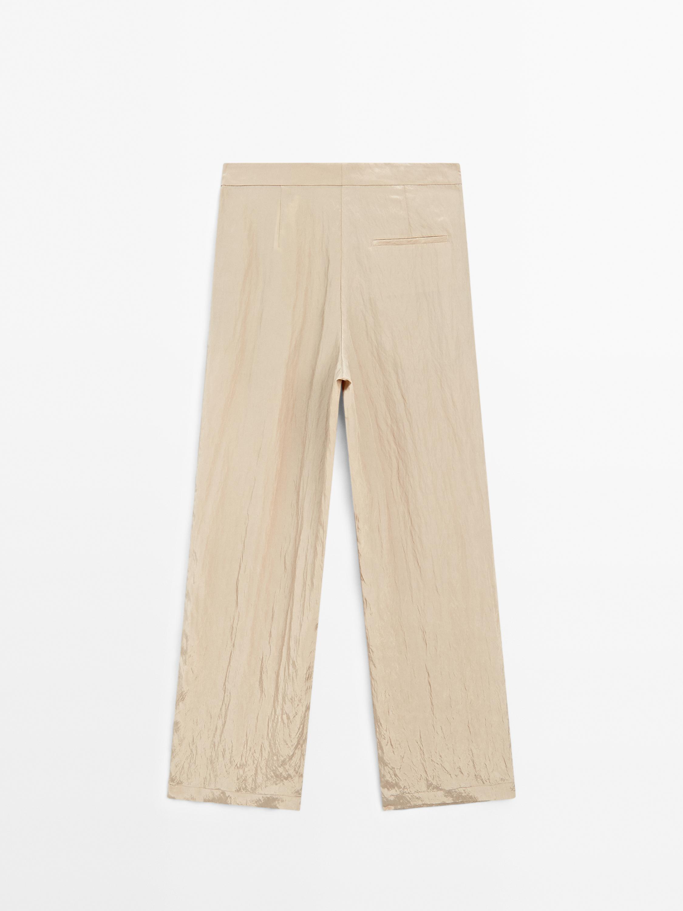 Textured satin trousers