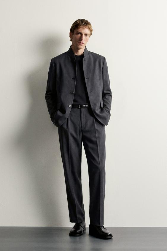 КОСТЮМНИЙ ПІДЖАК ІЗ КОМІРОМ-СТІЙКОЮ REGULAR FIT - Синюватий Zara - Зображення 0