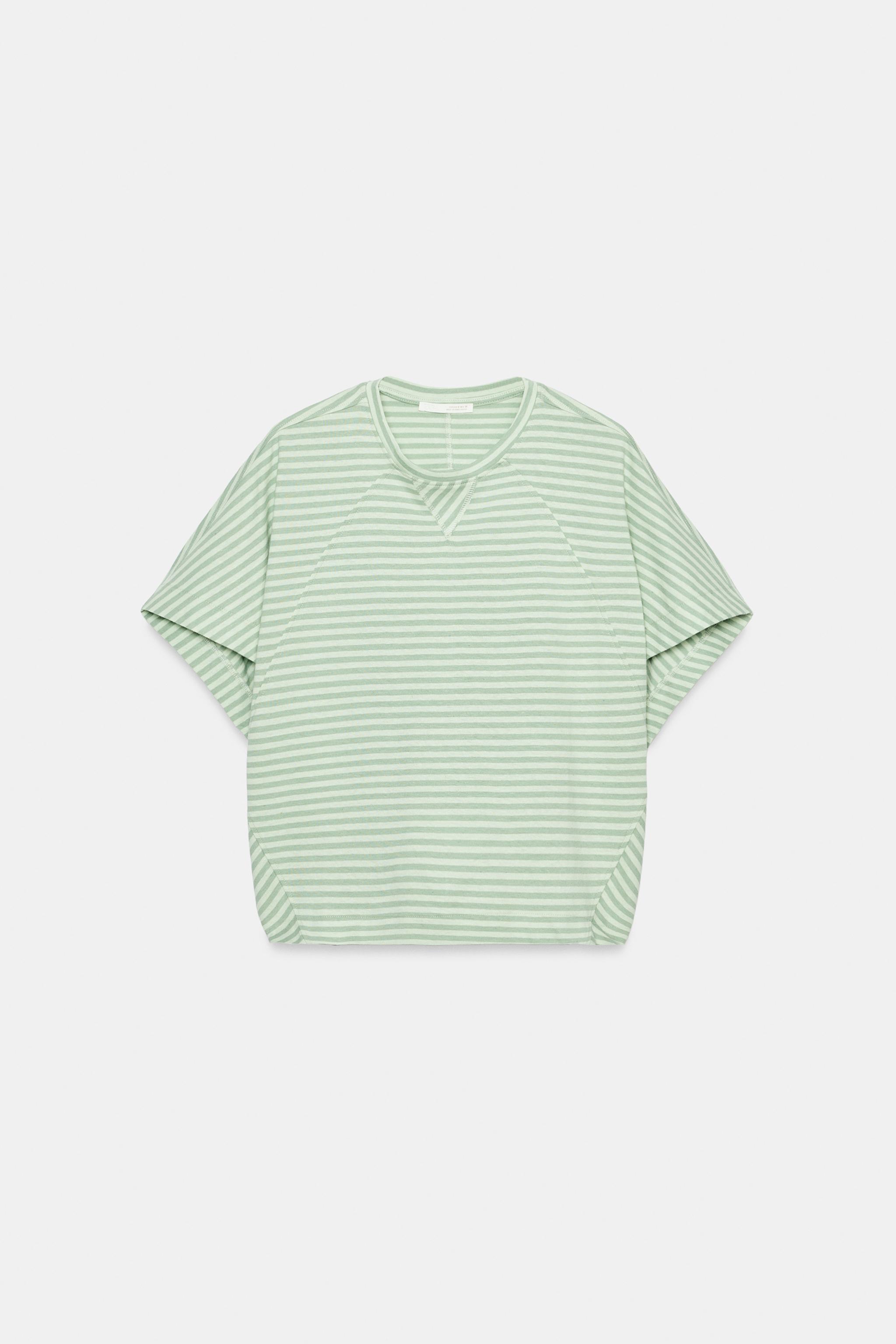 Zara ÇİZGİLİ OVERSIZE T-SHIRT görsel 4