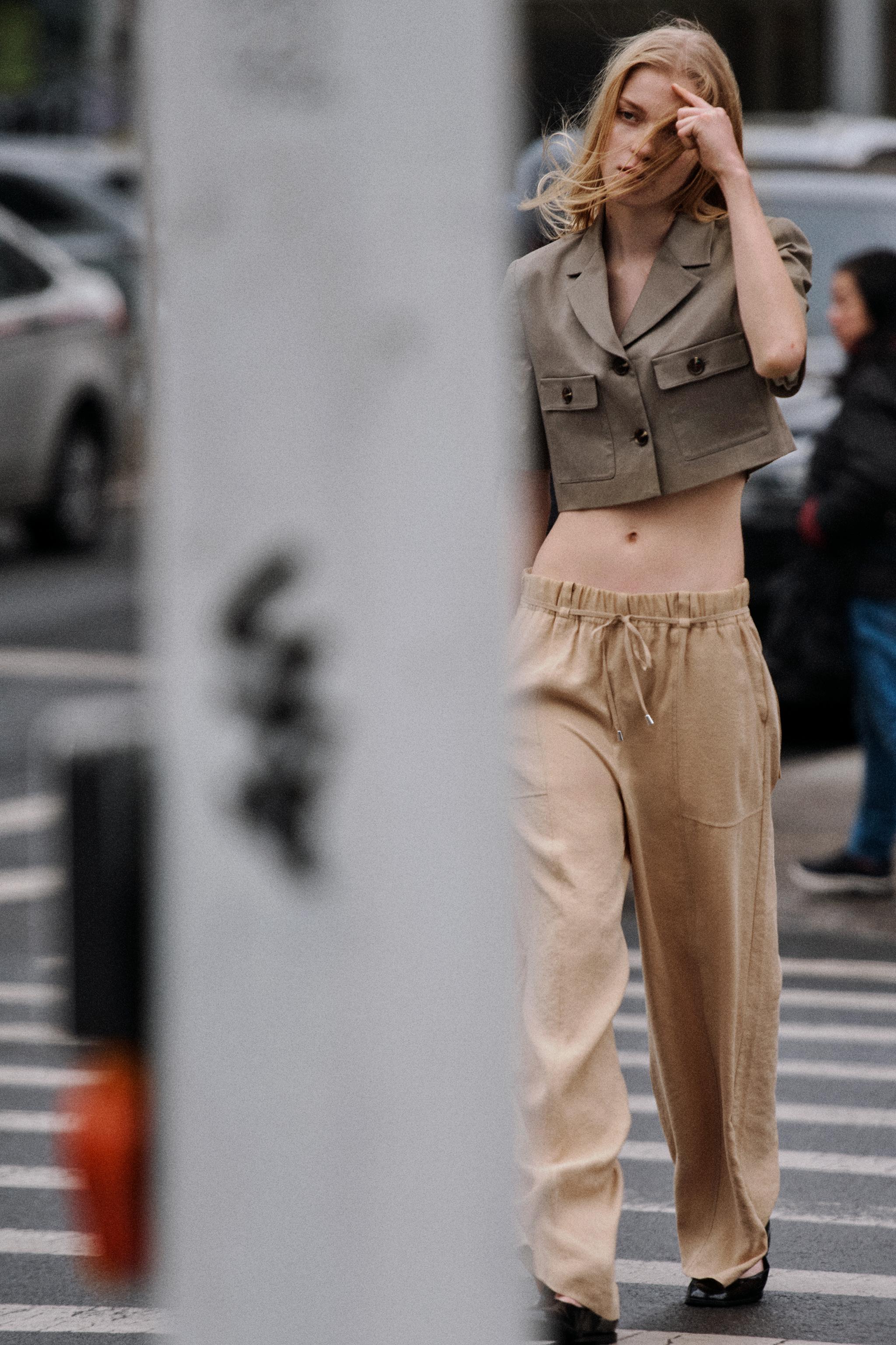 CALÇA FLUIDA COM BOLSO - castanho | ZARA Brasil