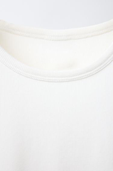 RIBBED CUT-OUT T-SHIRT WITH BOWS - White by Zara - Image 3