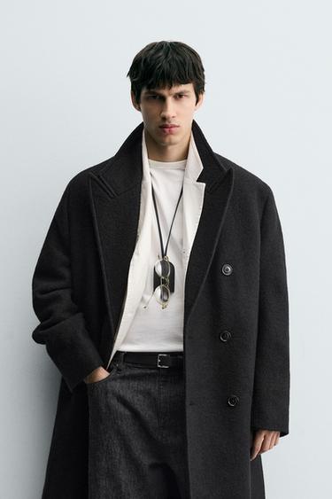 MANTEAU LAINE TEXTURE BOUCLÉ - Noir de Zara - Image 1