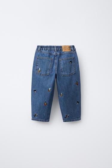MICKEY MOUSE AND FRIENDS © DISNEY EMBROIDERED BAGGY JEANS - Mid-blue by Zara - Image 1