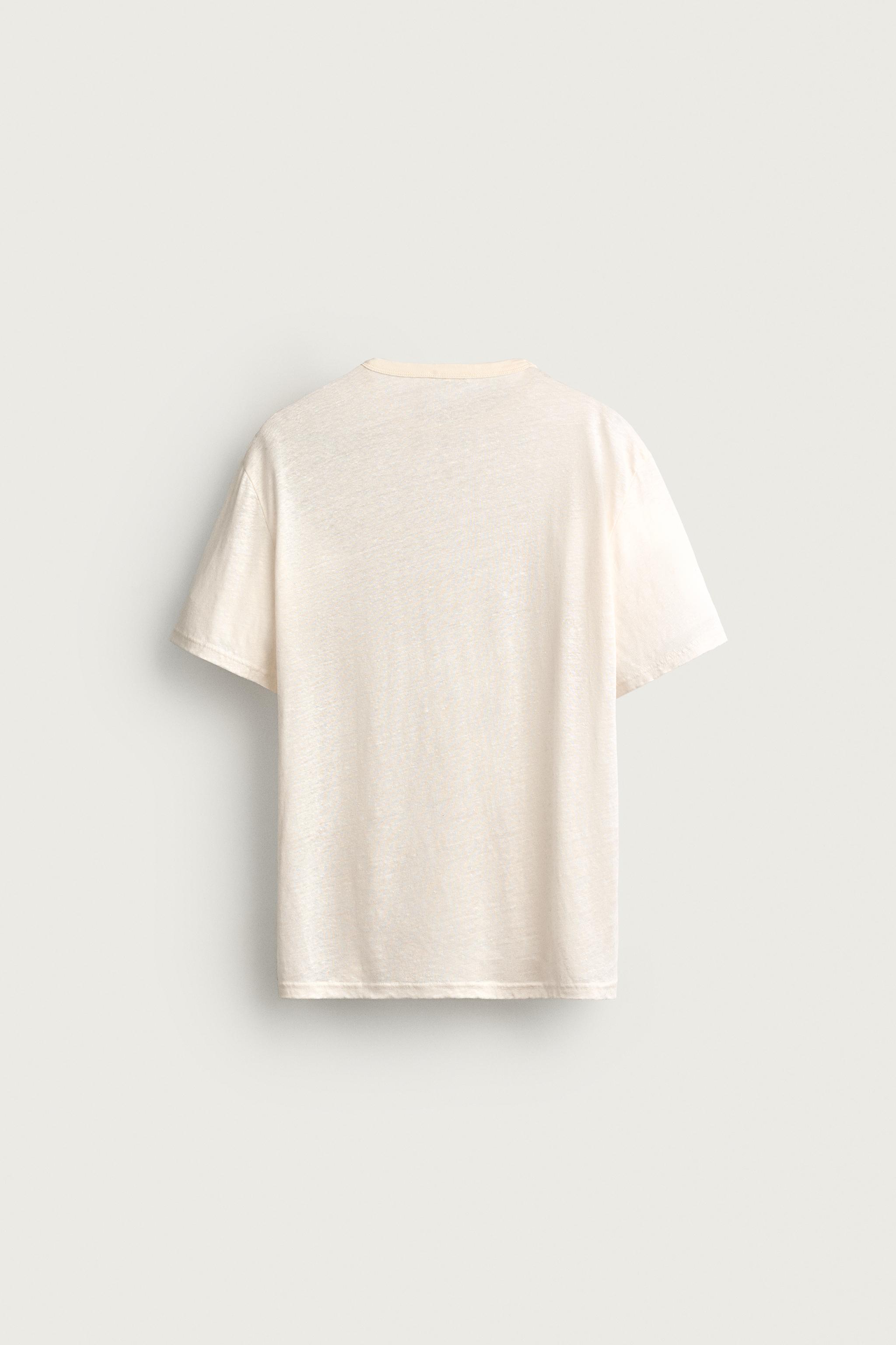 Мужские футболки Zara RELAXED FIT 100% LINEN T-SHIRT — фото 8