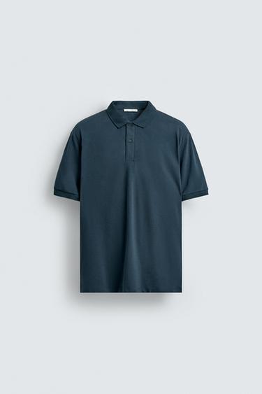 TEXTURED PIQUÉ POLO SHIRT - Petrol blue by Zara