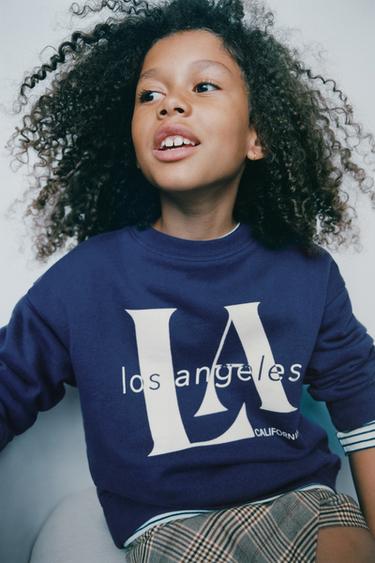 Zara FLOCKED TEXT SWEATSHIRT - Navy blue