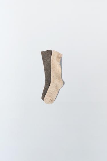 2-PACK OF RIBBED SOCKS - LIMITED EDITION - BEIGE by Zara