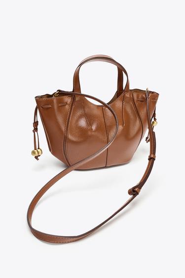 BEADED STRAP HANDBAG - Dark tan by Zara