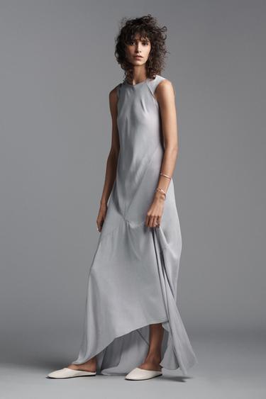 Zara ZW COLLECTION LIMITED EDITION RUFFLE DRESS - Light blue