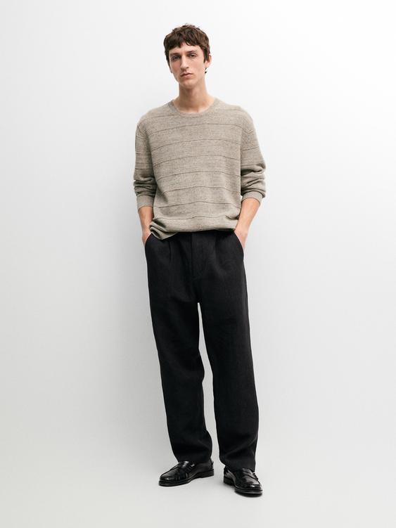 Total look linen trousers with flecked detail from Zara - $180