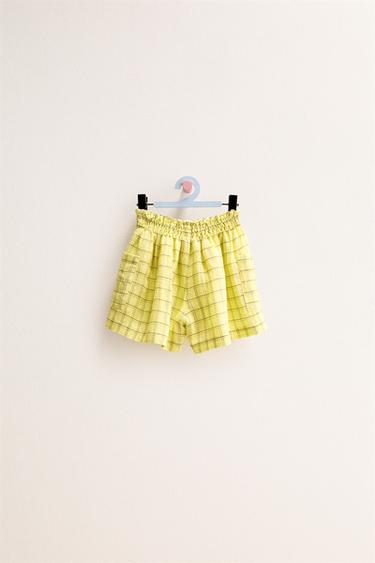 ZARA TIMELESS - SHORT À CARREAUX AVEC LIN - Citron vert de Zara - Image 1