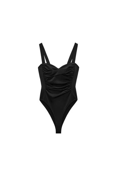 DRAPED BODYSUIT WITH STRAPS
