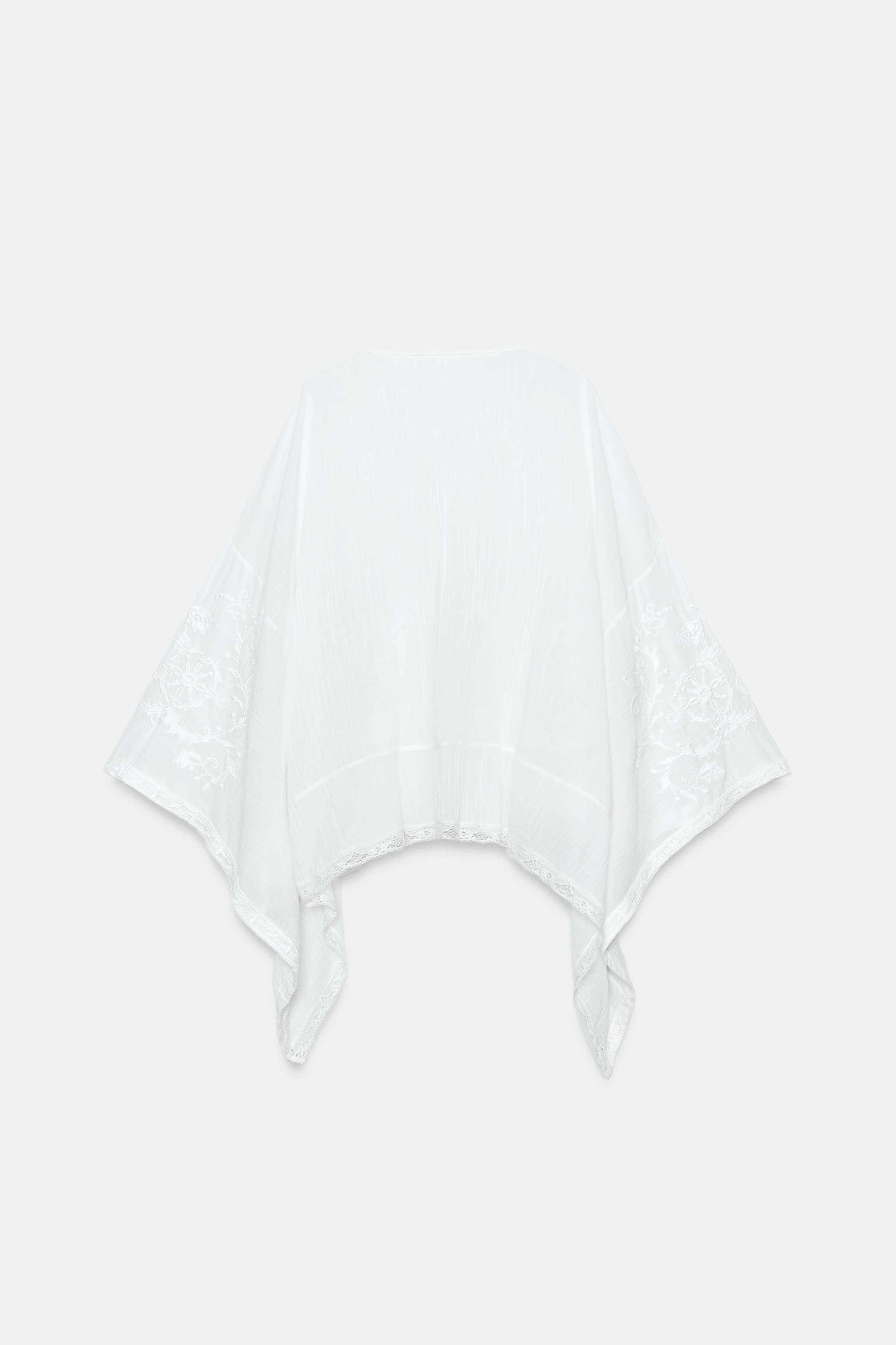 Женские блузки Zara ZW COLLECTION EMBROIDERED CAPE BLOUSE — фото 8