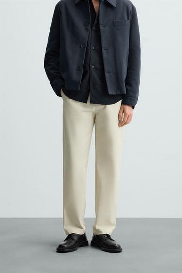 PANTALÓN CHINO MEZCLA VISCOSA - Blanco roto de Zara