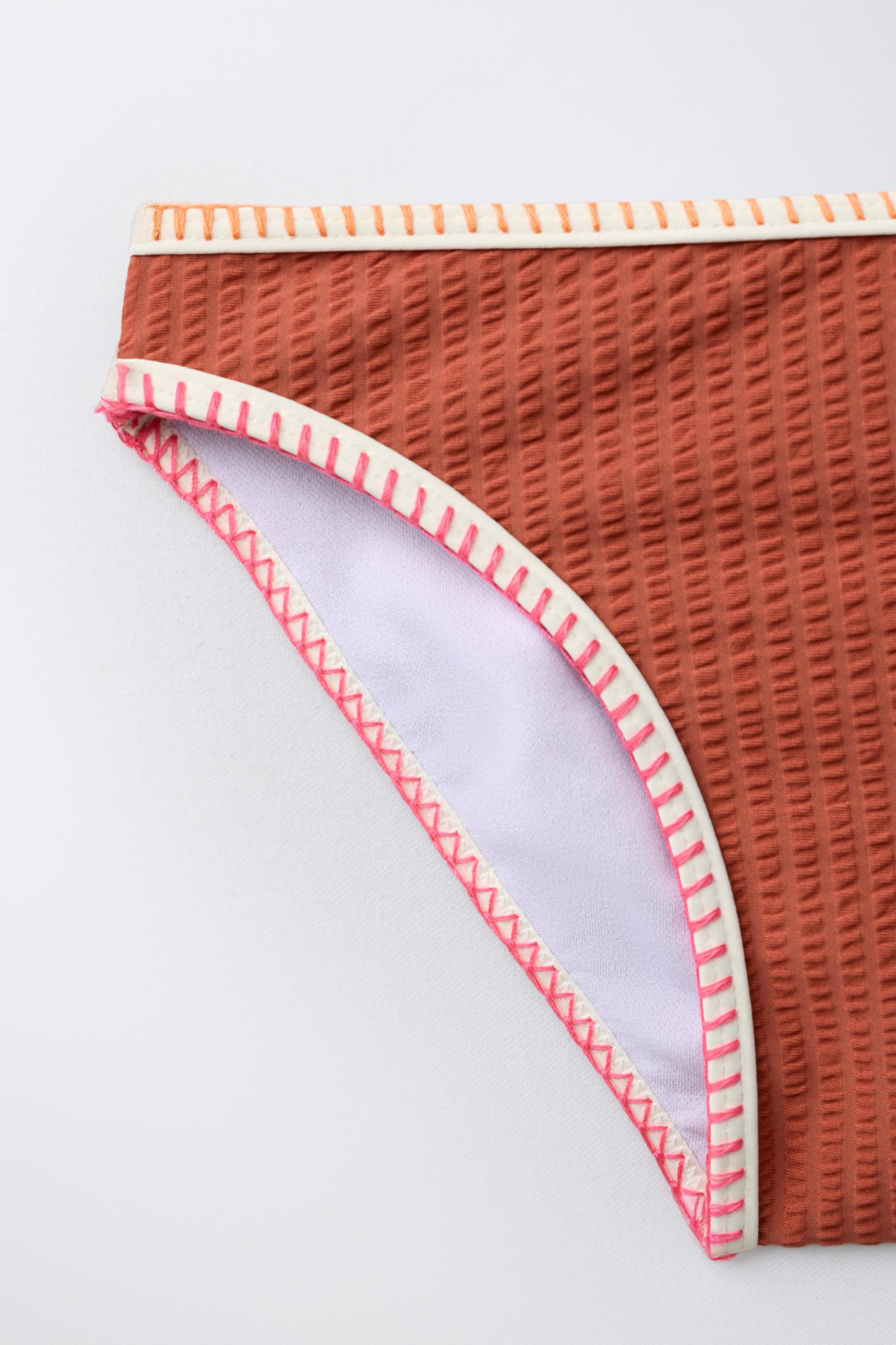 6-14 ANS/ BIKINI SEERSUCKER LISERÉS CONTRASTÉS