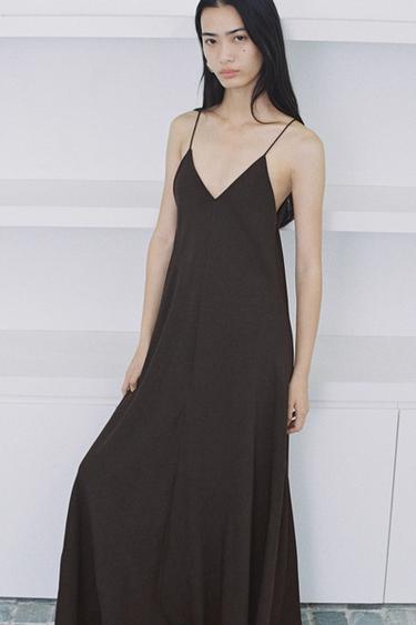 ZW COLLECTION LONG DRESS - Dark brown by Zara