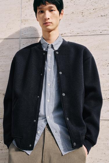 Zara 羅紋飛行員夾克 - 海藍色