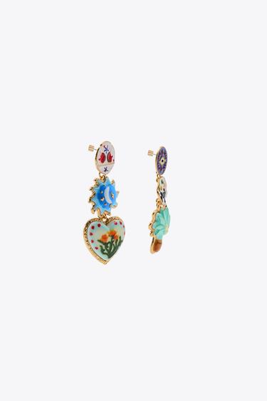 BOUCLES D'OREILLES PALMIER FLEURS RÉSINE - Multicolore de Zara - Image 1