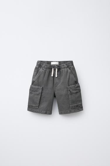 BERMUDA SARGA EFECTO DESGASTADO BOLSILLOS - Gris antracita de Zara