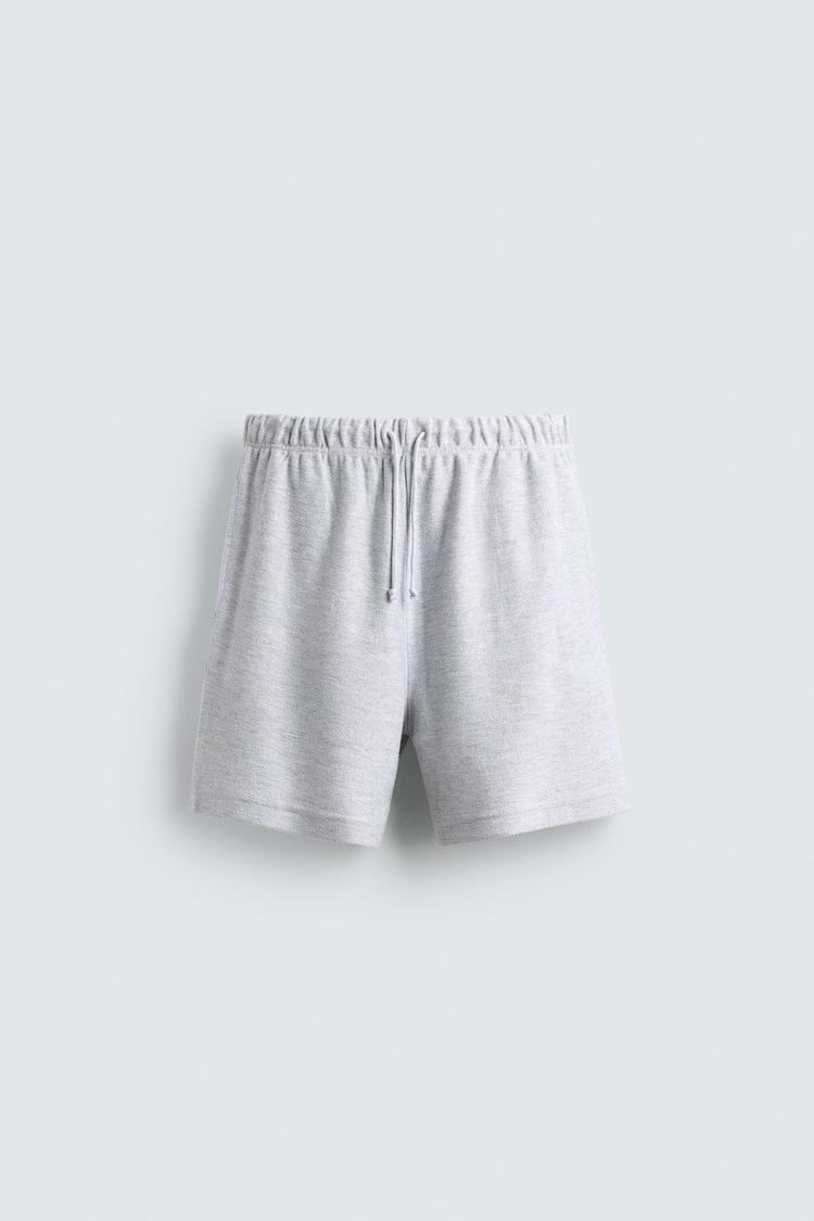 ZARA TEXTURED RELAXED FIT JOGGER BERMUDA SHORTS