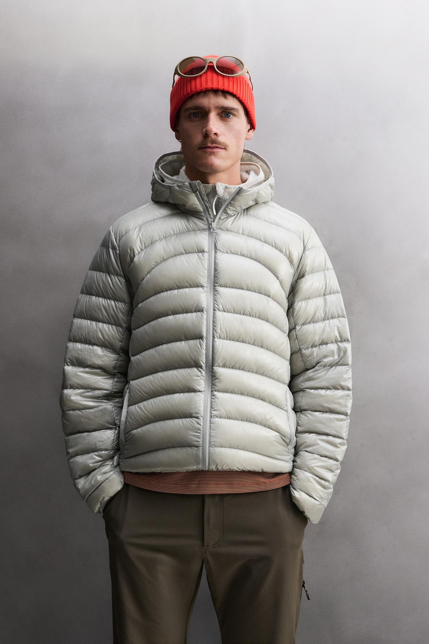 Мужская куртка Zara Technical 90/10 Down Jacket, цвет: Светлый серый — фото 2