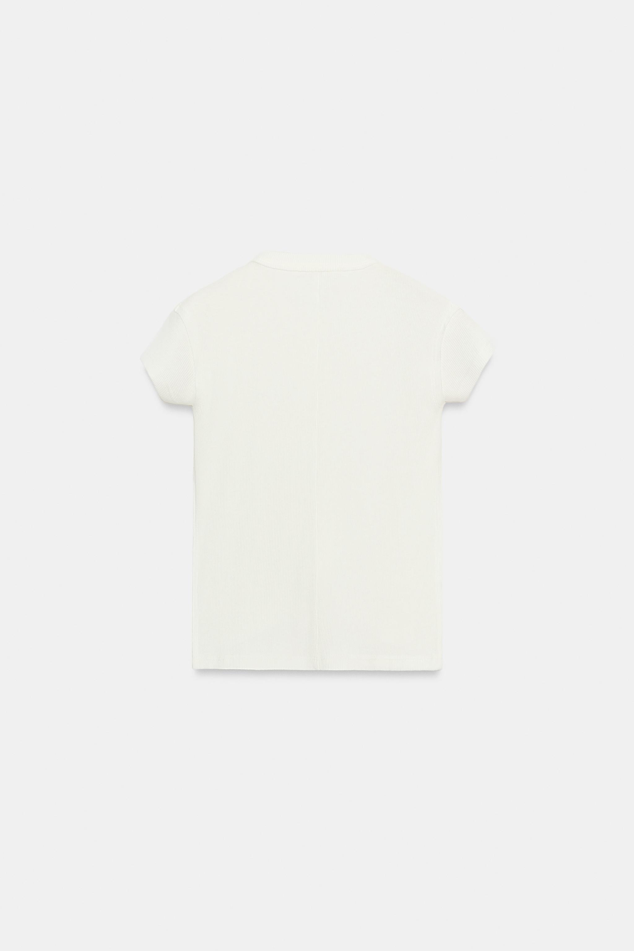 Женские футболки Zara BUTTON PLACKET T-SHIRT — фото 7