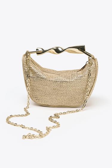 Zara MINI TORBA SA METALNOM RUČKOM – Zlatna