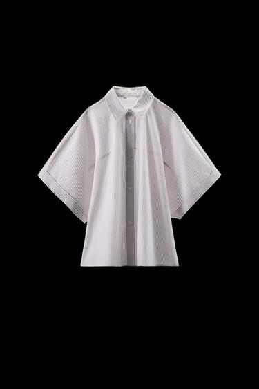 STRIPED PYJAMA-STYLE SHIRT - white/turquoise by Zara - Image 0