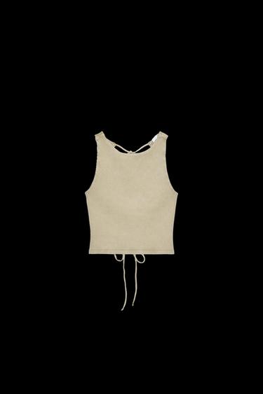 OPEN-BACK RIB T-SHIRT - Light khaki by Zara - Image 0