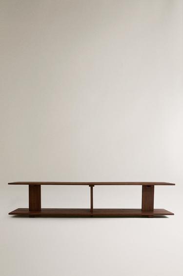 ELM WOOD SHELVING UNIT WITH TWO SHELVES - Dark brown by Zara - Image 0