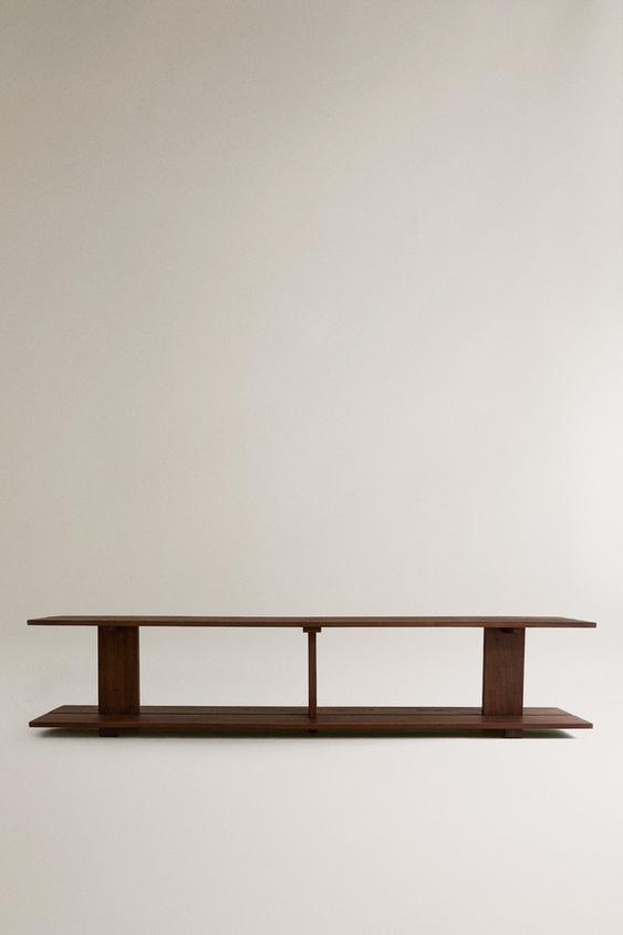 ÉTAGÈRE EN BOIS D'ORME DEUX NIVEAUX - Marron foncé de Zara - Image 0