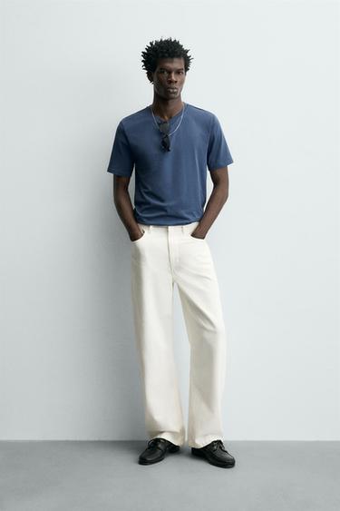 CAMISETA SLIM FIT BÁSICA - Azul de Zara
