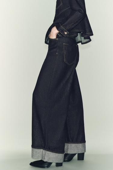 JEAN Z1975 STRAIGHT TAILLE HAUTE BAS REVERS - Bleu de Zara - Image 3