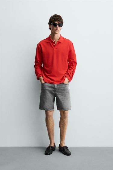REGULAR FIT DENIM BERMUDA SHORTS - Grey by Zara