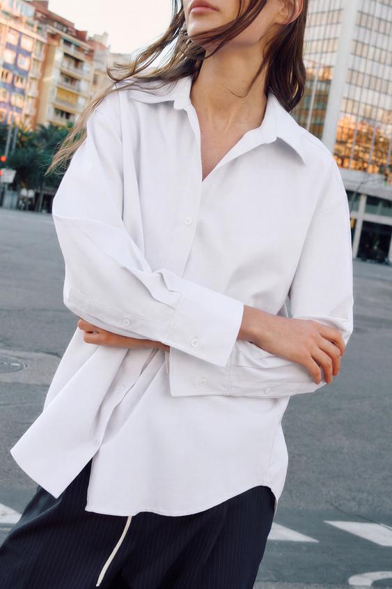 CAMISA BÁSICA OXFORD - Branco da Zara - Imagem 0