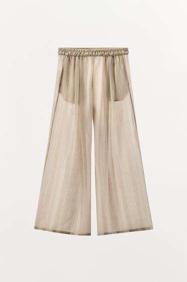 ZW COLLECTION STRIPED TROUSERS - Light beige by Zara - Image 0