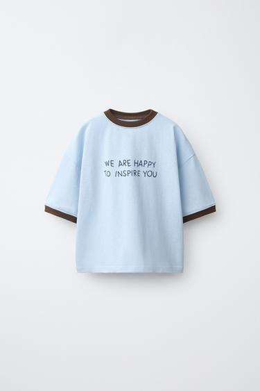 T-SHIRT À INSCRIPTION IMPRIMÉE - Bleu clair de Zara
