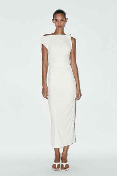 ASYMMETRISK MIDIKJOLE - Hvid fra Zara
