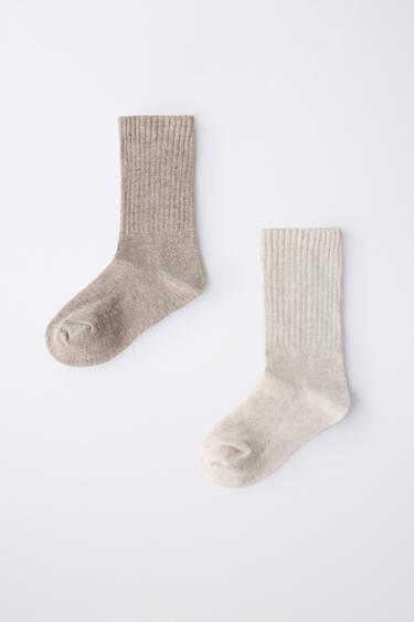 LOT DE DEUX CHAUSSETTES MI-HAUTES - Marron clair de Zara - Image 3