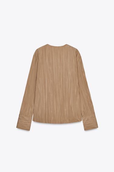 CHEMISE PLISSÉE ZW COLLECTION - Beige de Zara - Image 7