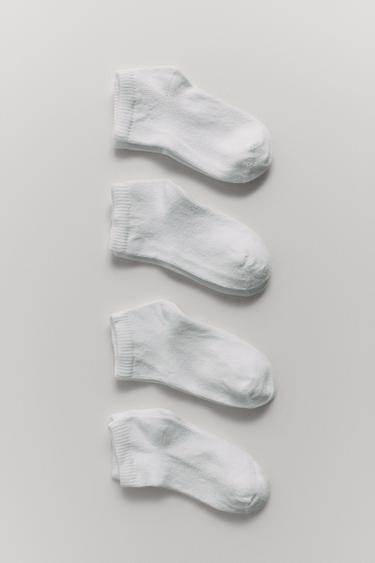 FOUR-PACK OF PLAIN ANKLE SOCKS - White by Zara
