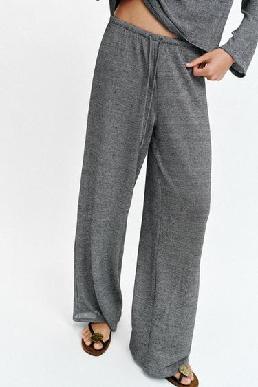 RUSTIC STRAIGHT-LEG TROUSERS - Grey marl by Zara - Image 1