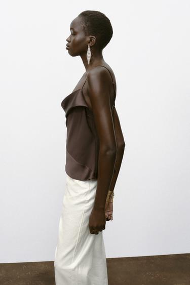 SATIN TRIM CAMISOLE TOP - Brown by Zara - Image 3