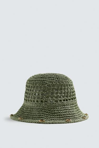 Zara CROCHET SHELL HAT - Light green