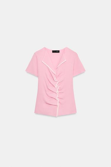 TOP EN MAILLE AVEC PLIS - Rose de Zara - Image 5